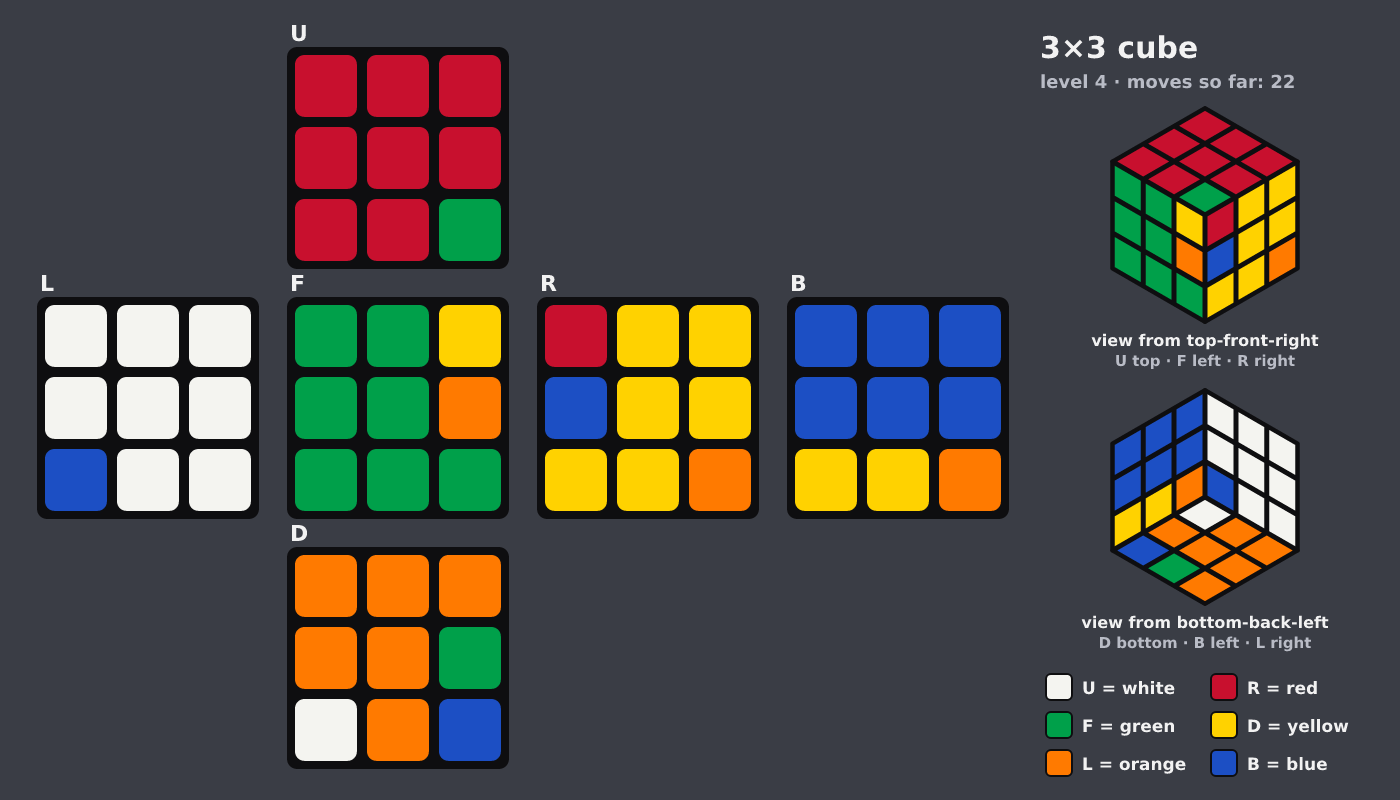 Picture shown to the model: after turn 5 · 22 moves