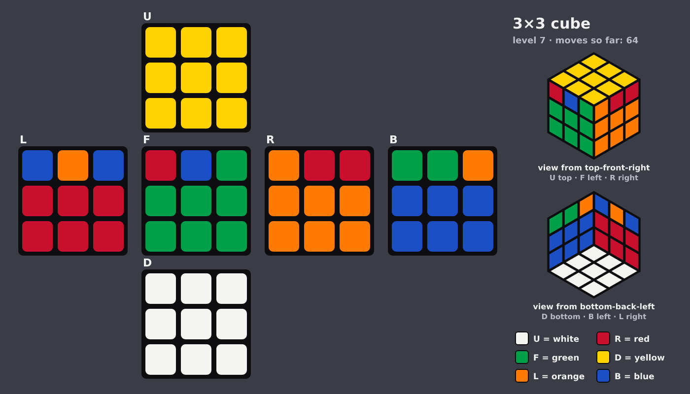 Picture shown to the model: after turn 10 · 64 moves