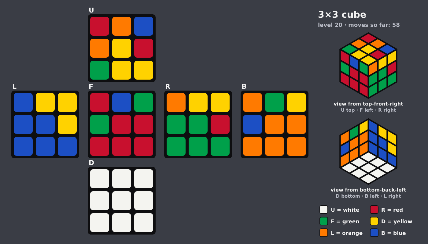 Picture shown to the model: after turn 8 · 58 moves
