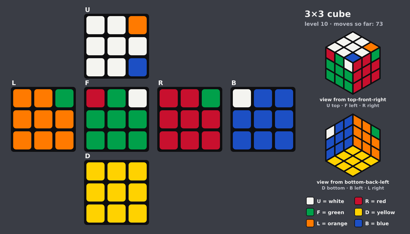 Picture shown to the model: after turn 8 · 73 moves
