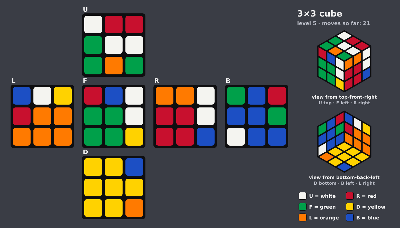 Picture shown to the model: after turn 5 · 21 moves
